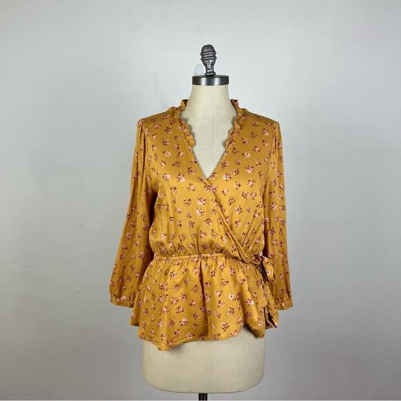 Lucky Brand Tops - Lucky Brand Ditsy Floral Gold Blouse
